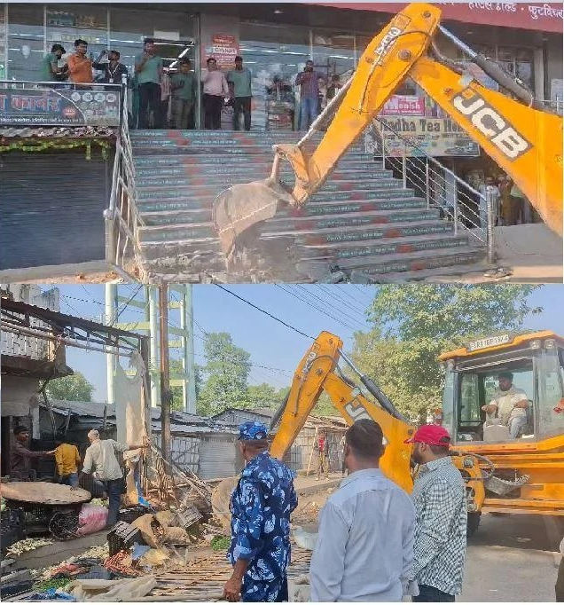 जिले में अवैध अतिक्रमण हटाने के लिए प्रशासन का बुलडोजर अभियान